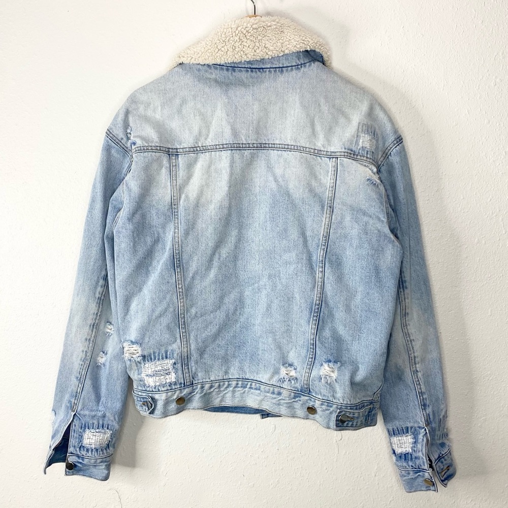 Free People Plaid Lined Sherpa Trucker Jacket Small - Picture 5 of 9
